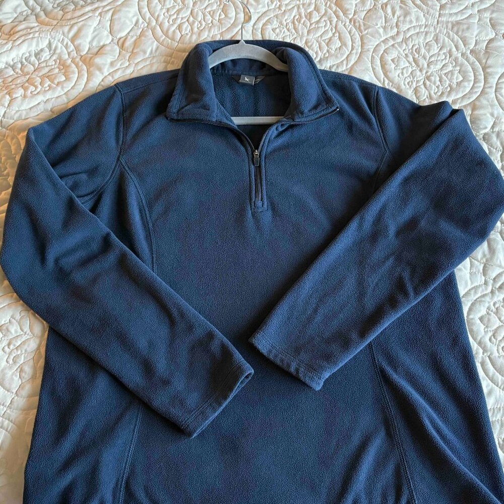 Women's Eddie Bauer XL Navy Fleece Quarter-zip Pullover EUC